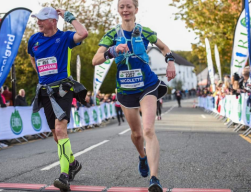 Nicolette thanks Elite colleagues after completing Snowdonia Marathon Eryri